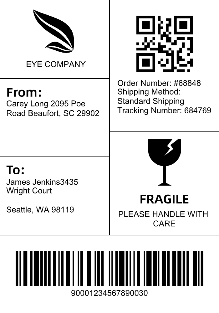 标签模板-Shipping Label with Barcode Template by labelwork.cn