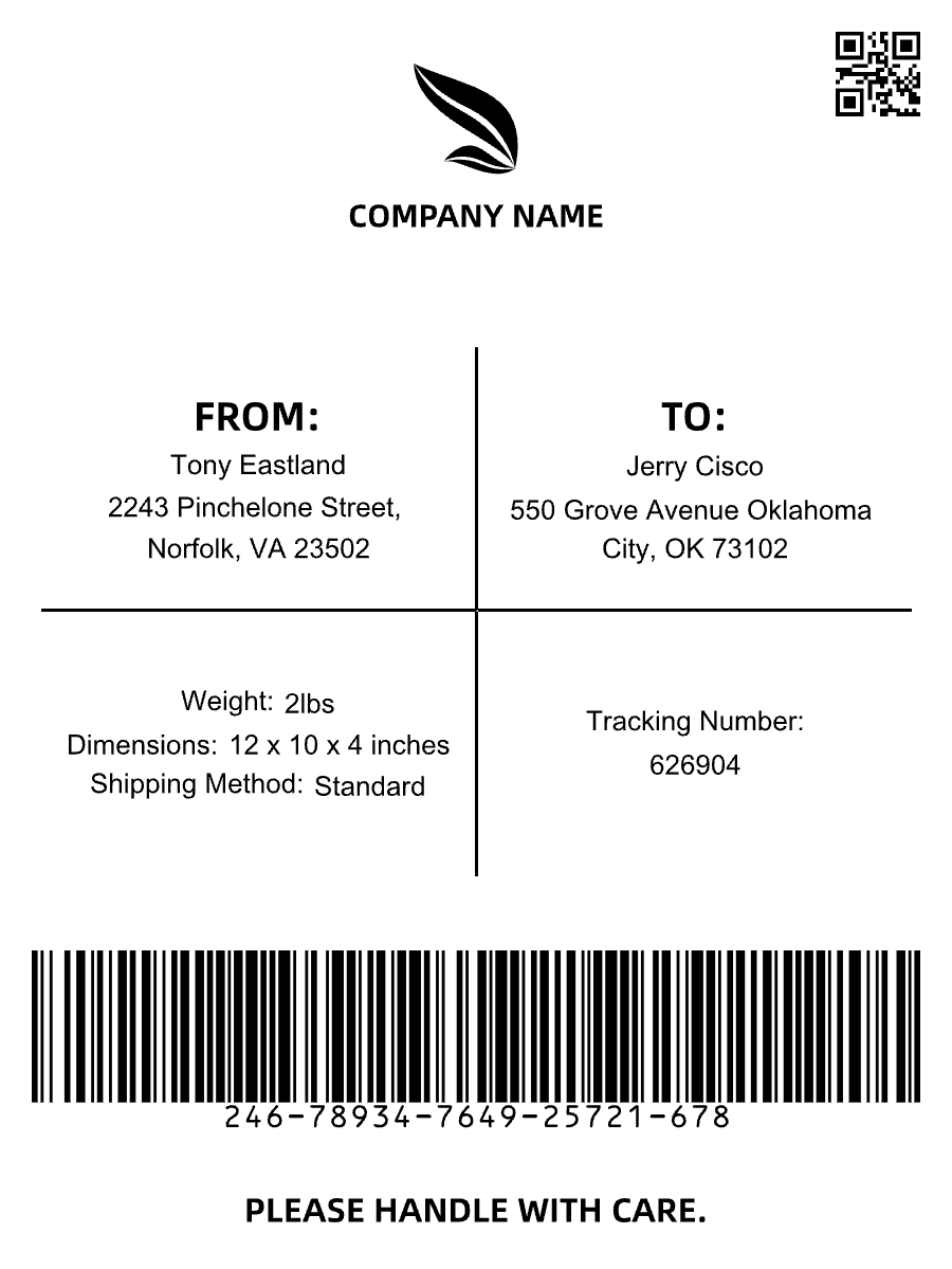 标签模板-Shipping Label by labelwork.cn